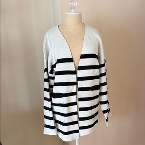 Vici Black and White Striped Women's Cardigan